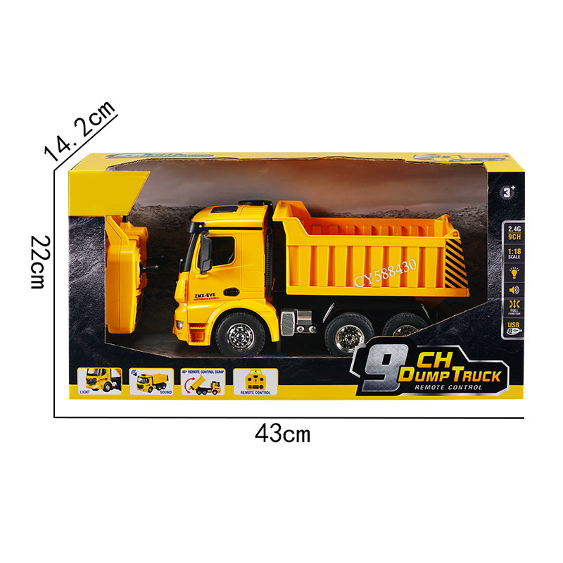 Camión de juguete con control remoto para niños, vehículo de construcción a escala 1:18