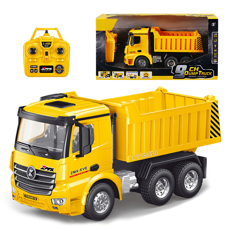 Camión de juguete con control remoto para niños, vehículo de construcción a escala 1:18